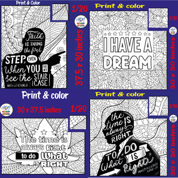 Preview of MLK Day Quotes Collaborative Coloring Posters Bundle, Black History Month Crafts