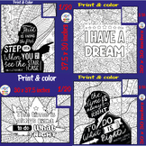 MLK Day Quotes Collaborative Coloring Posters Bundle, Blac