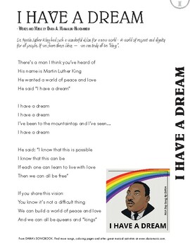 Preview of MLK Day Song - "I Have A Dream" Free Lyric Sheet