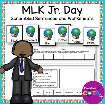 Preview of Occupational Therapy MLK Jr Day Scrambled Build a Sentence Writing Activities