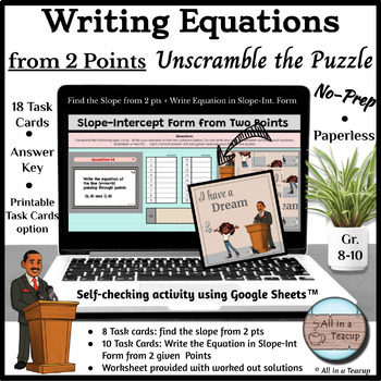 Preview of MLK Find Slope from Two Points & Writing Equations Slope Int Form Activity