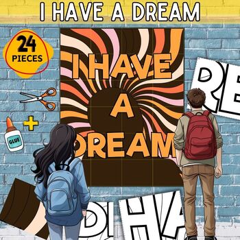 Preview of MLK I Have A Dream Collaborative Poster Black History Month Mural Project Craft