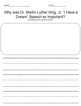 MLK I Have A Dream Speech Writing Prompt by The Teacher's Hangout
