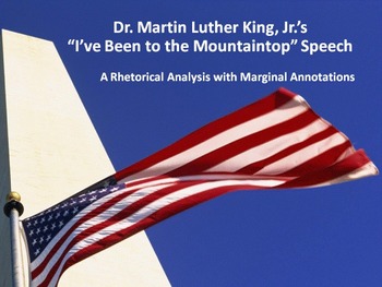 Preview of MLK "I’ve Been to the Mountaintop" Common Core Rhetorical Analysis w/Annotations