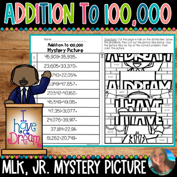 Preview of MLK, JR. ADDITION TO 100,000 MYSTERY PICTURE TILES | 4.NR.2 | 4.NBT.B.4