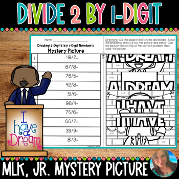 Preview of MLK, JR. DIVIDE 2 BY 1 DIGIT MYSTERY PICTURE TILES | 4.NBT.B.6