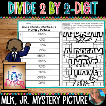 Preview of MLK, JR. DIVIDE 2-DIGITS BY 2-DIGITS MYSTERY PICTURE TILES | 5.NBT.B.6