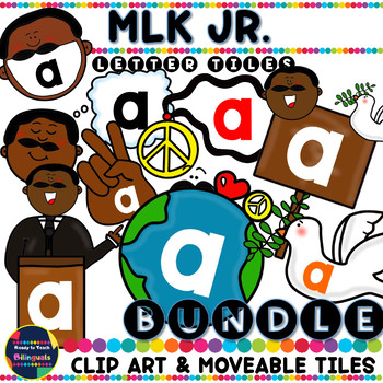 Preview of MLK JR. Day Clip Art & Moveable Tiles Bundle - Letters & Punctuation Marks