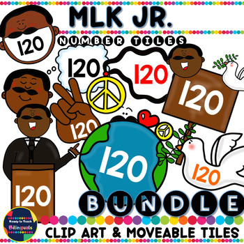 Preview of MLK JR. Day Clip Art & Moveable Tiles Bundle - Numbers 0-120 & Math Symbols