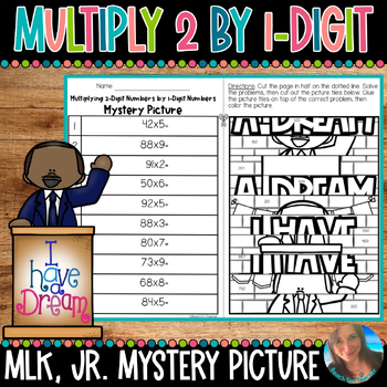 Preview of MLK, JR. MULTIPLY 2 BY 1 DIGIT MYSTERY PICTURE TILES | 4.NR.2.3 | 4.NBT.B.5