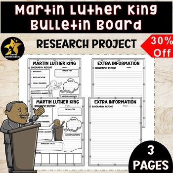 Preview of BUNDLE Martin Luther King JR. Research Project Bulletin Board Biography Template