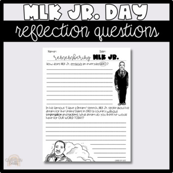 Preview of MLK Jr. Day Reflection Questions