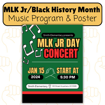 Preview of MLK Jr Day and Black History Month Music Concert Program and Posters