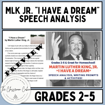 Preview of MLK Jr. "I Have a Dream" Speech Analysis for Grades 2-5 and Homeschool
