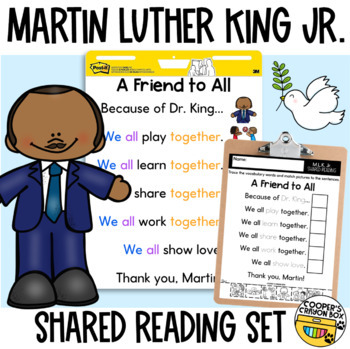 Preview of MLK Jr., Kindness | Seasonal Poem | Project & Trace, Sight Words, Vocabulary