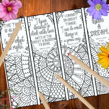 Preview of MLK Jr Quotes Coloring Bookmarks Black History Month Activity DIY Gift Craft