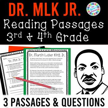 Preview of MLK Jr. Reading Comprehension Passages and Questions | 3rd Grade & 4th Grade