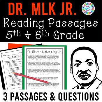 Preview of MLK Jr. Reading Comprehension Passages and Questions | 5th Grade & 6th Grade