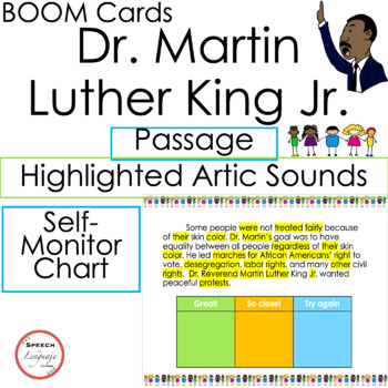 Preview of MLK Jr. Reading Passage Articulation Highlighted Speech Sounds Boom Cards
