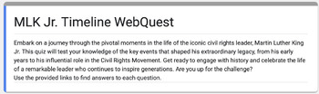 Preview of MLK Jr. Timeline WebQuest