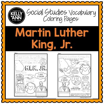 Preview of MLK, Jr. Vocabulary Coloring Worksheets
