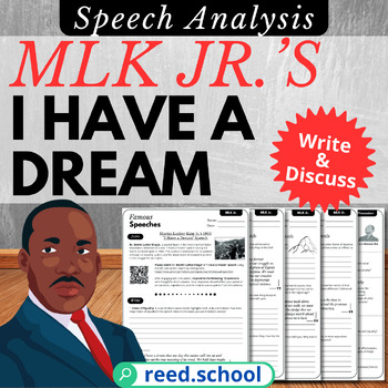 Preview of MLK Jr.'s "I Have a Dream" Speech Analysis, Reflection, Writing, Discussion