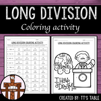 Preview of MLK Long Division Coloring Activity