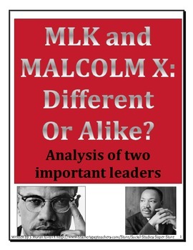 Preview of High School Martin Luther King - Malcolm X Comparison