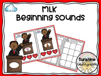 Preview of MLK Martin Luther King Beginning Sounds Phonics Center Pre K Kindergarten
