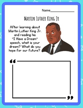 Preview of MLK Martin Luther King Jr. My Dream & Hope for the Future Worksheet Read & Write