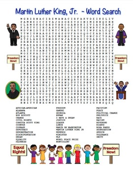 Preview of MLK Martin Luther King, Jr. Word Search Maze! Hard Level! (color  & black line)