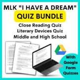 MLK Multiple Choice Quizzes Close Reading & Literary Devic
