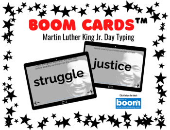 Preview of Free MLK Near Copy Typing Boom Cards; Occupational Therapy; Speech; Visual