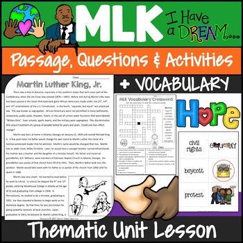 Preview of MLK Reading Comprehension Passages & Questions 3rd Grade {MLK Activities}