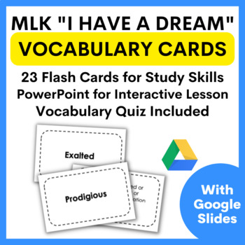 Preview of MLK Vocabulary Flash Cards “I Have a Dream” Speech and Google Slides