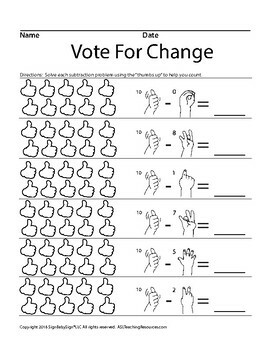 Preview of MLK Vote For Change Math - Math Worksheets - Addition - Subtraction -ASL