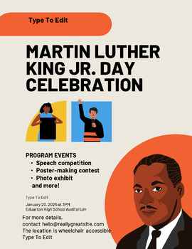 Preview of MLK Walk Event Celebration Flyers (4) Fully Customize your Flyer Ready to Edit!