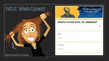 Preview of MLK WebQuest - Google Form - Martin Luther King, Jr. Day