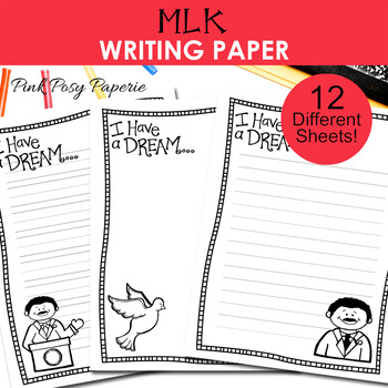 Preview of Martin Luther King Writing Paper - Lined and Unlined - Research Writing Paper