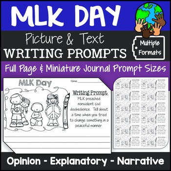 Preview of MLK Writing Prompts with Pictures (Opinion, Explanatory, Narrative)