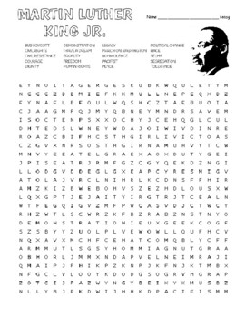 Preview of MLK basic wordsearch with key, quotes, & zentangles to color. Martin Luther King