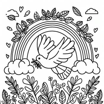 Preview of MLK coloring page: Dove - symbol of peace, freedom and love