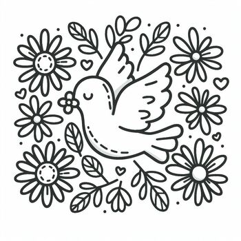 Preview of MLK coloring page: Dove - symbol of peace, freedom and love