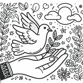 Preview of MLK coloring page: Hope, Love and Peace for our planet