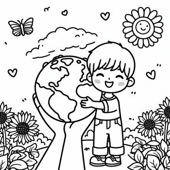 Preview of MLK coloring page: Save the World