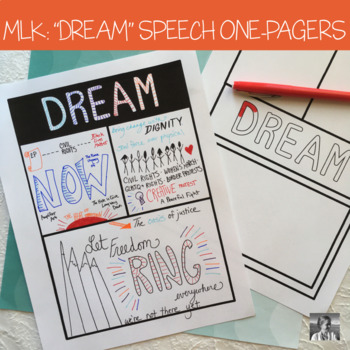 Preview of MLK's "I have a Dream" Speech One-Pagers (PDF and Digital)