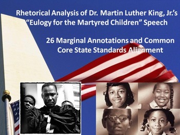 Preview of MLK's "Eulogy for the Martyred Children" Speech Common Core Rhetorical Analysis