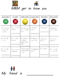 M&M get to know you activity for students with Autism