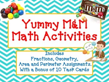 Preview of M&Ms Math- Fractions, Area, Perimeter and Geometry- Distance Learning