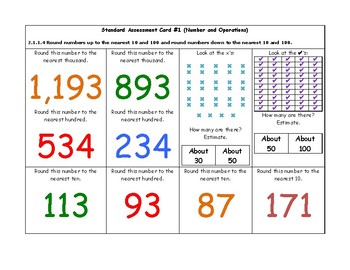 Preview of MN Math Standards Assessment Cards for Second Grade